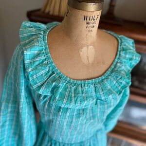 J.Crew seersucker plaid summer dress with elastic waist and side zip size 4